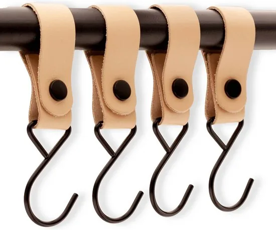 Brute Strength - Multifunctionele Haak Met Lederen Lus - Naturel - 6 stuks - Kapstokhaak - Kampeerhaak - Leer thumbnail 7