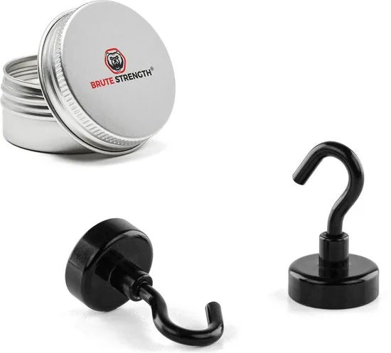 Brute Strength - Super sterke magnetische ophanghaakjes - Zwart - 20 mm - 2 stuks - Ophanghaken - Magneet haakjes sterk thumbnail 3