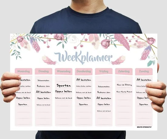 Brute Strength - Magnetisch Weekplanner whiteboard (37) - 53 x 34 cm - Planbord - Familieplanner - Gezinsplanner - To Do Planner thumbnail 2