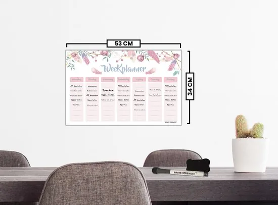 Brute Strength - Magnetisch Weekplanner whiteboard (37) - 53 x 34 cm - Planbord - Familieplanner - Gezinsplanner - To Do Planner thumbnail 3