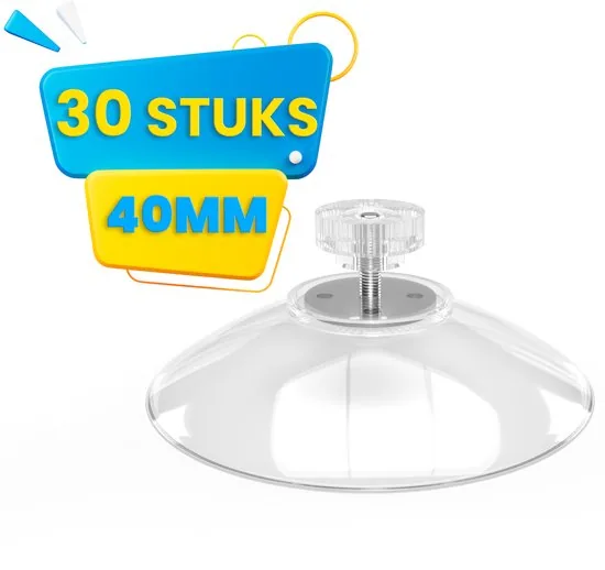 Brute Strength - 30 x Zuignap met schroefdraad - 40MM M4x10 - Zuignap met haak alternatief voor raamfolie - Afbeelding 1