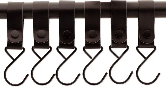 Brute Strength - Multifunctionele Haak Met Lederen Lus - Zwart - 6 stuks - Kapstokhaak - Kampeerhaak - Leer thumbnail 3