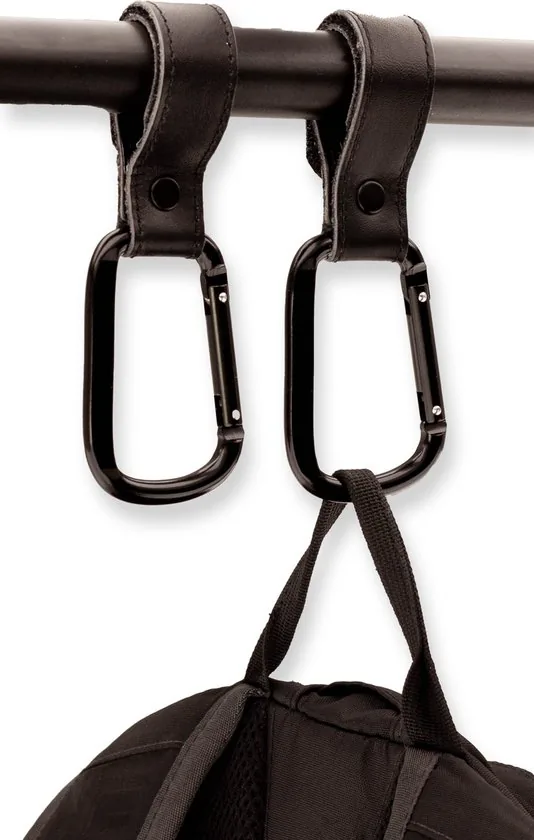 Brute Strength - Multifunctionele klittenband haak - Zwart - 2 stuks - Tassenhaak - Stroller straps - Buggy haak - Afbeelding 1