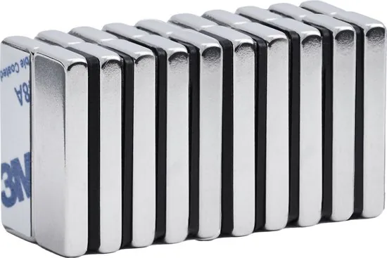 Brute Strength - Super sterke zelfklevende 3M magneetstrip - Vierkant - 30 x 10 x 4 mm - 20 Stuks - Messenmagneet - Blokmagneet - Afbeelding 1