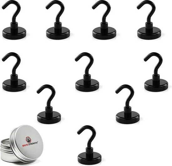 Brute Strength - Super sterke magnetische ophanghaakjes - Zwart - 32 mm - 10 stuks - Ophanghaken - Magneet haakjes thumbnail 4
