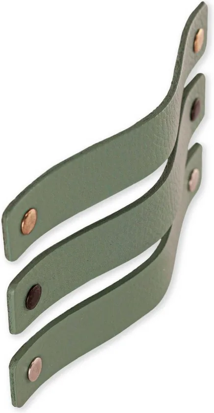 Leren handgrepen - Vaalgroen - 2 stuks - 16,5 x 2,5 cm - incl. 3 kleuren schroeven voor de leren handgreep - Handgrepen leer - Leren meubelgreep thumbnail 5