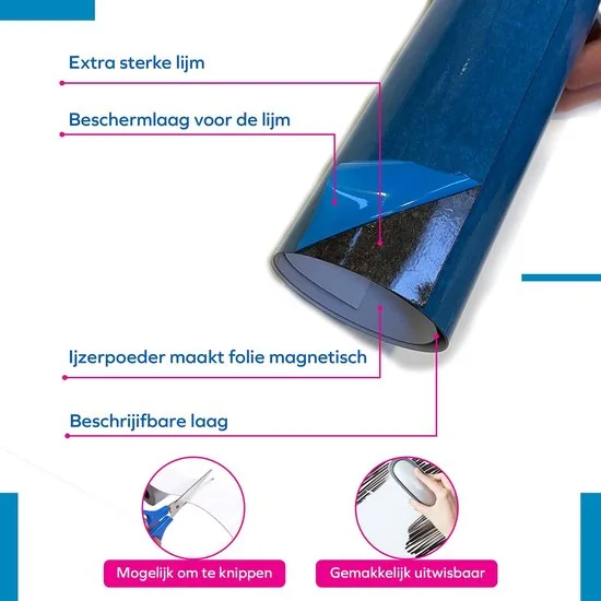 Brute Strength - Magnetisch Whiteboard (40x60 cm) Folie Zelfklevend met wisser - magneten en marker thumbnail 3