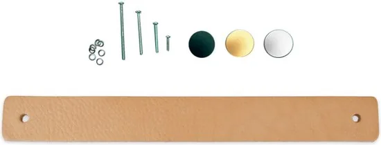 Leren handgrepen - Naturel - 6 stuks - 25 x 3 cm - incl. 3 kleuren schroeven - Handgrepen leer - Leren meubelgreep thumbnail 6
