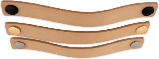 Leren handgrepen - Naturel - 6 stuks - 25 x 3 cm - incl. 3 kleuren schroeven - Handgrepen leer - Leren meubelgreep thumbnail 8