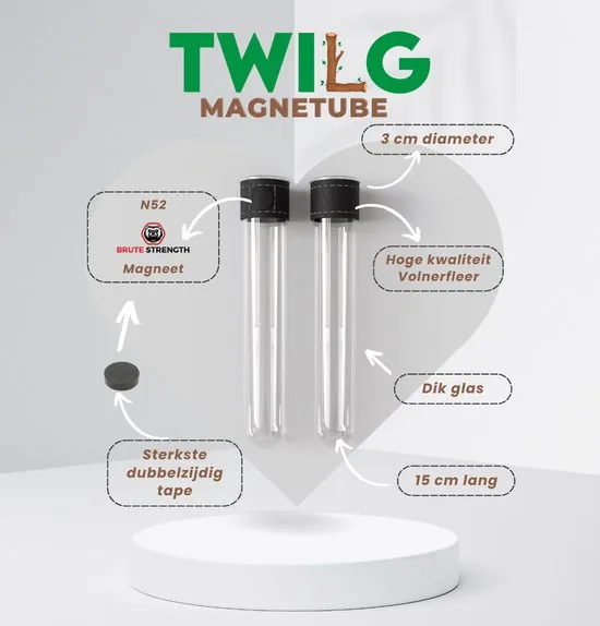 TWILG - Magnetische Muurvaasjes - 4 Stuks - Stek vaasjes - Glas - Zwart leer - Stekjes thumbnail 7
