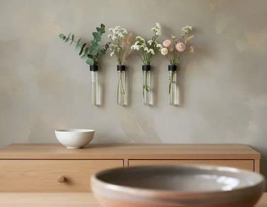 TWILG - Magnetische Muurvaasjes - 4 Stuks - Stek vaasjes - Glas - Zwart leer - Stekjes thumbnail 11