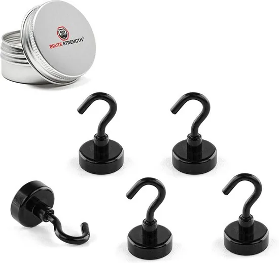 Brute Strength - Super sterke magnetische ophanghaakjes - Zwart - 20 mm - 5 stuks - Ophanghaken - Magneet haakjes sterk thumbnail 3