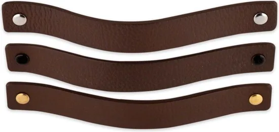 Leren handgrepen - Bruin - 4 stuks - 20 x 2,5 cm - incl. 3 kleuren schroeven - Handgrepen leer - Leren meubelgreep thumbnail 7