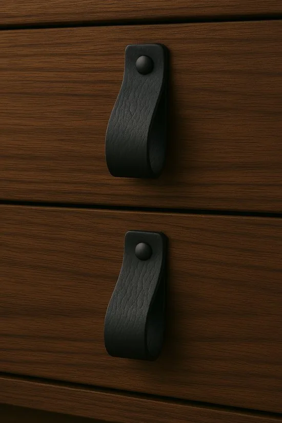 Leren handgrepen - Grijs - 12 stuks - 16,5 x 2,5 cm - incl. 3 kleuren schroeven voor de leren handgreep - Grijze handgrepen leer - Leren meubelgreep thumbnail 11