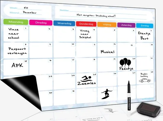 Brute Strength - Magnetisch Weekplanner whiteboard (25) - A3 - Planbord - Dagplanner kind - To Do Planner kinderen - Afbeelding 1