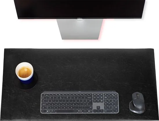 Brute Strength - Luxe Bureau Onderlegger Kunstleer - Zwart - Bureau Organizer - 80x40 cm - Thuiswerken - Bureaumat - Afbeelding 1