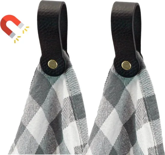 Brute Strength - Leren magneet theedoekhaak - Zwart - 2 stuks - Afbeelding 1