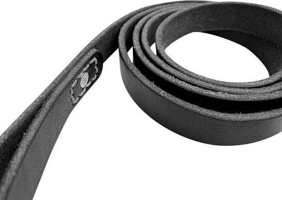 Leren hondenriem - 140cm - zwarte riem - hondenriem met stiksels - 100% volnerfleer thumbnail 3