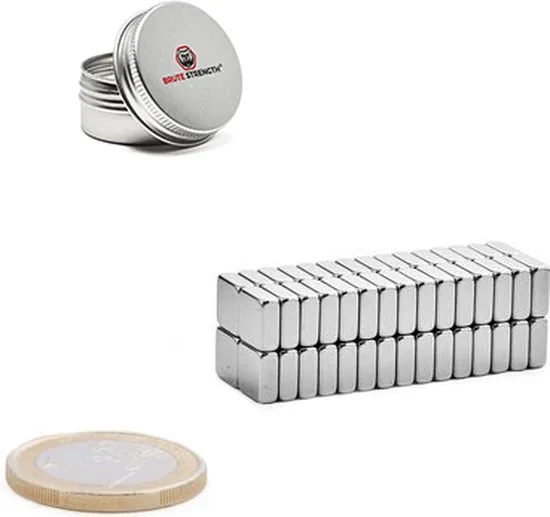 Brute Strength - Super sterke magneten - Vierkant - 10 x 10 x 4 mm - 60 Stuks - Geschikt voor radiatorfolie - Neodymium magneet sterk thumbnail 5