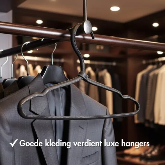 Brute Strength - Luxe leren kleerhanger - 6 stuks - Zwart - Luxe kledinghanger thumbnail 7