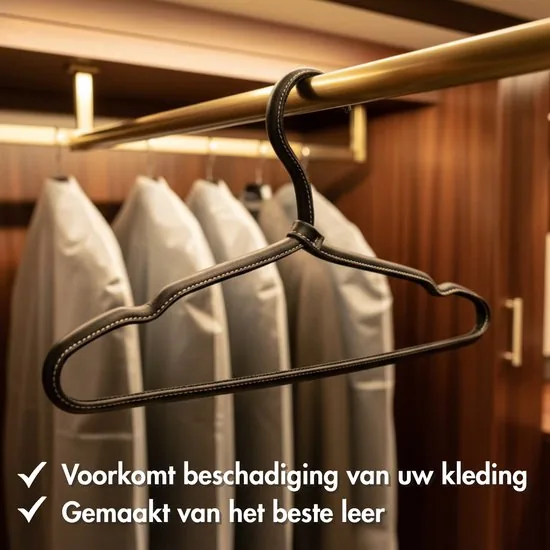 Brute Strength - Luxe leren kleerhanger - 6 stuks - Zwart - Luxe kledinghanger thumbnail 8