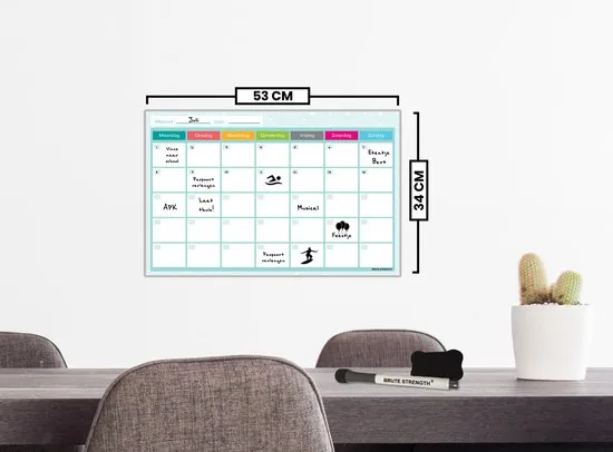 Brute Strength - Magnetisch Weekplanner whiteboard (5) - 53 x 34 cm - Planbord - Familieplanner - Gezinsplanner - To Do Planner thumbnail 3