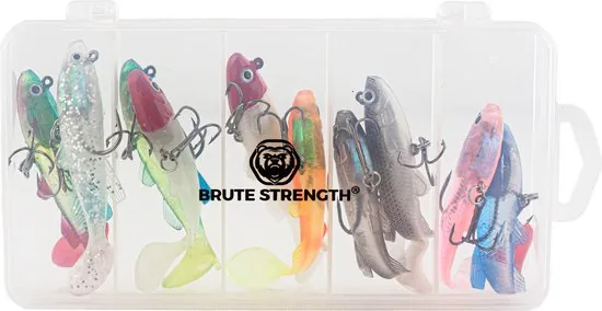Brute Strength - Kunst Aas Set - Roofvissen Pluggen Met Haak Set Voor Snoek/Baars Roofvis kunstaas - 8 cm - 20 Stuks - Shads thumbnail 3