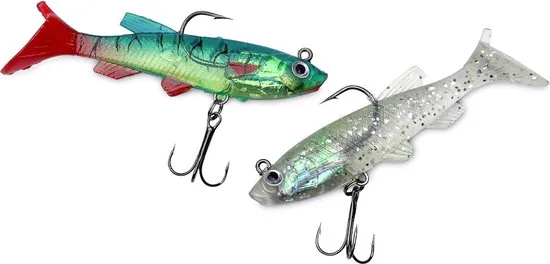 Brute Strength - Kunst Aas Set - Roofvissen Pluggen Met Haak Set Voor Snoek/Baars Roofvis kunstaas - 8 cm - 20 Stuks - Shads thumbnail 6