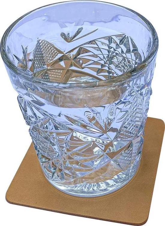 Brute Strength - Onderzetters voor glazen - Leer - Naturel - Vierkant - 14 stuks - Leren onderzetters thumbnail 6