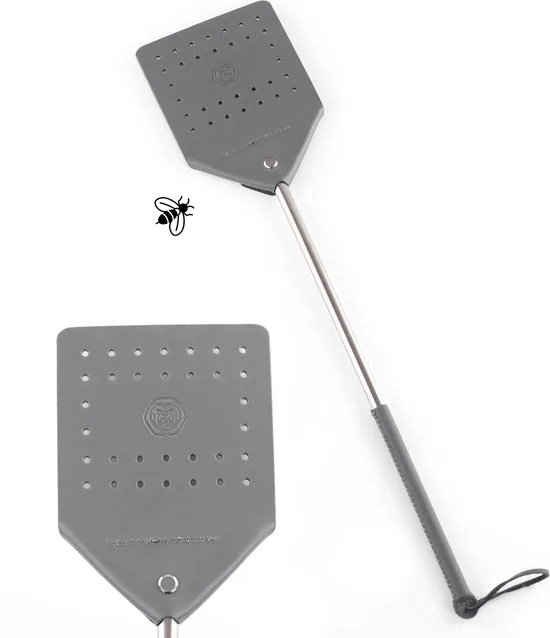 Brute Strength - Leren vliegenmepper - Grijs - 1 stuks - Vliegenvanger - Vliegenmeppers - Leer thumbnail 1