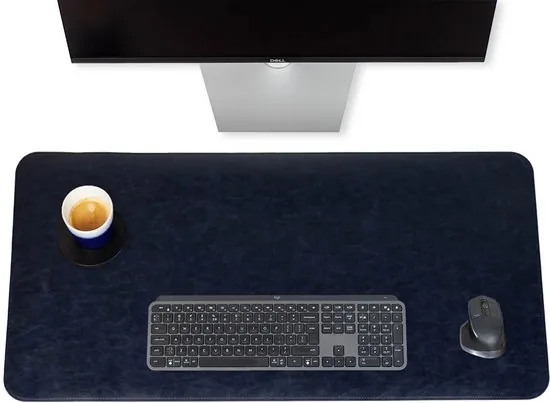 Brute Strength - Luxe Bureau Onderlegger Kunstleer - Donkerblauw - ronde hoeken Bureau Organizer - 80x40 cm - Bureaumat - Kantoor accessoires thumbnail 1