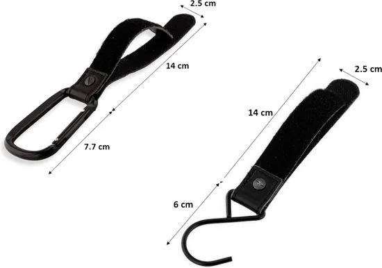 Brute Strength - Multifunctionele klittenband haak - Zwart - 6 stuks - Tassenhaak - Stroller straps - Buggy haak thumbnail 5