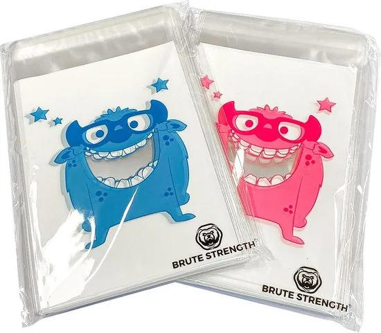 200 x Transparante Uitdeelzakjes voor kindertraktatie op school - blauw en roze Cookie Monster patroon uitdeel zakjes - 9,5 x 13 cm thumbnail 6