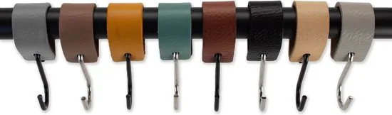 Brute Strength - Leren S-haak hangers - Grijs - 2 stuks - 12,5 x 2,5 cm - Zwart zilver - Leer thumbnail 3