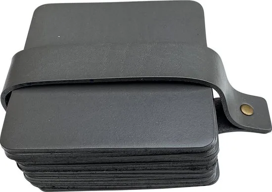 Brute Strength - Onderzetters voor glazen - Leer - Grijs - Vierkant - 14 stuks - Grijze leren onderzetters thumbnail 1