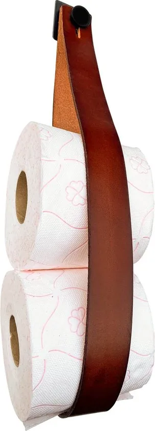 Luxe Leren toiletrolhouder - Cognac - Reserverolhouder - hangend thumbnail 5