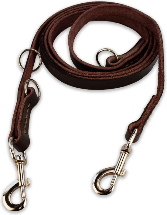 Multifunctionele Hondenriem - 220cm - Bruin - leren hondenriem - 100% volnerfleer thumbnail 8