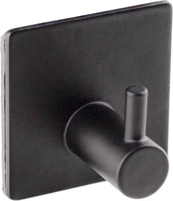 Brute Strength - RVS Handdoekhaak 1 haak - Set van 4 Stuks - Haakjes zelfklevend - Zwart Vierkant - Zonder boren - Handdoekhaakjes thumbnail 4