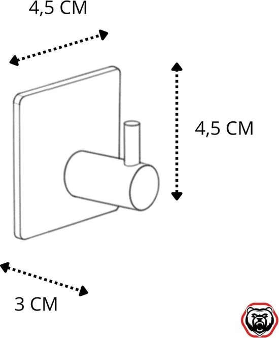 Brute Strength - RVS Handdoekhaak 1 haak - Set van 4 Stuks - Haakjes zelfklevend - Zwart Vierkant - Zonder boren - Handdoekhaakjes thumbnail 9