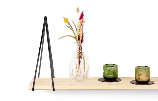 Leren plankdragers gesplitste draden - Zwart - 2 stuks - Echt lederen planken dragers thumbnail 4