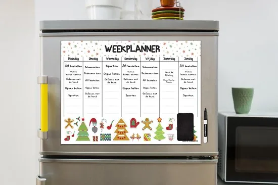 Brute Strength - Magnetische Weekplanner Kerst (34) - A3 Planbord - Kerstdecoratie binnen met kerstballen en kerstboom motief thumbnail 2