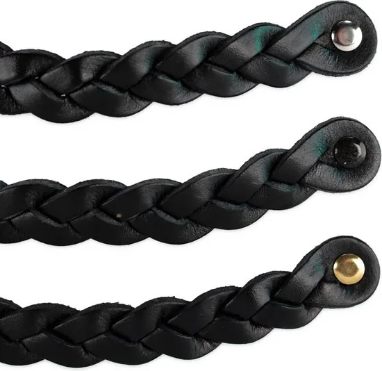 Leren handgrepen - Zwart - 12 stuks - Gevlochten - 20 x 2,5 cm - incl. 3 kleuren schroeven thumbnail 5
