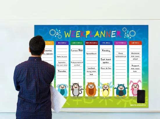 Brute Strength - Magnetisch Weekplanner whiteboard (9) - 91 x 67 cm - Planbord - Familieplanner - Gezinsplanner - To Do Planner - Afbeelding 1