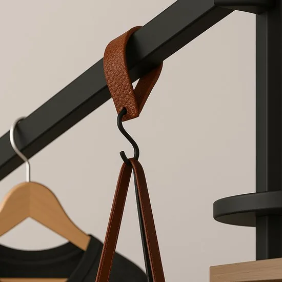 Brute Strength - Leren S-haak hangers - Cognac - 6 stuks - 12,5 x 2,5 cm - Zwart zilver - Leer thumbnail 8