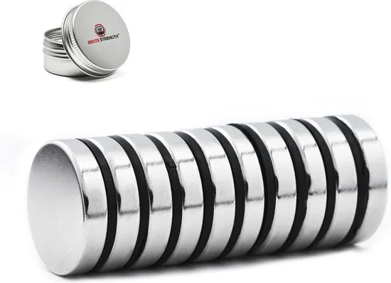 Brute Strength - Super sterke magneten - Rond - 25 x 5 mm - 10 Stuks - Let op: Extra sterke magneten - Neodymium magneet sterk - Afbeelding 1