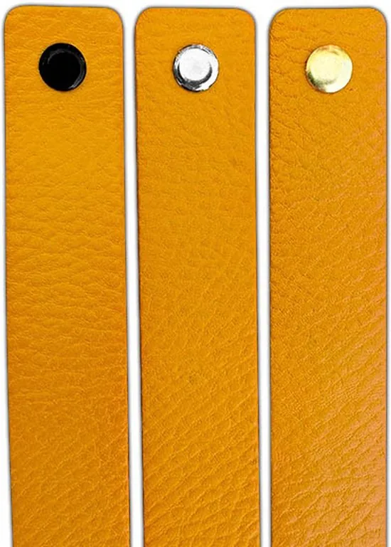 Leren handgrepen - Okergeel - 4 stuks - 16,5 x 2,5 cm - incl. 3 kleuren schroeven voor de leren handgreep - Gele handgrepen leer - Leren meubelgreep thumbnail 9