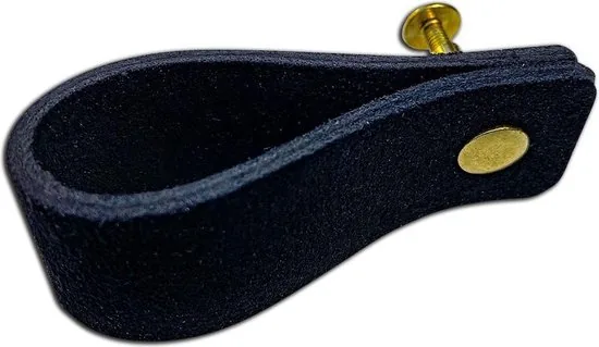 Leren handgrepen van zacht suede - Zwart - 12 stuks - 16,5 x 2,5 cm | - Handgreep zwart - incl. 3 kleuren schroeven per leren handgreep - Handgrepen leer thumbnail 3