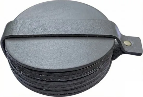 Brute Strength - Onderzetters voor glazen - Leer - Grijs - Rond - 10 stuks - Grijze leren onderzetters thumbnail 1