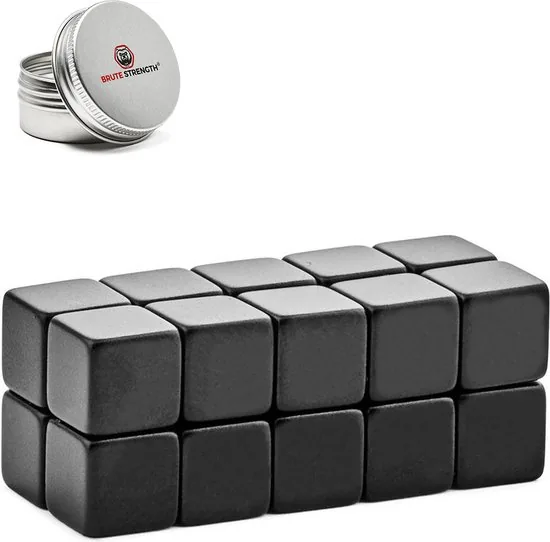 Brute Strength - Super sterke magneten - Vierkant - 10 x 10 x 10 mm - 20 Stuks - Zwarte magneten - Neodymium magneet sterk - Afbeelding 1