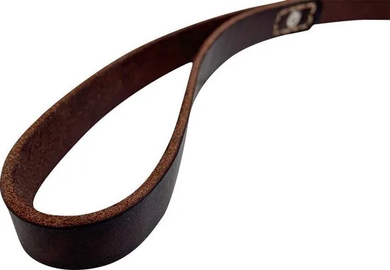 Leren hondenriem - 220cm - bruine riem - hondenriem met stiksels - 100% volnerfleer thumbnail 2